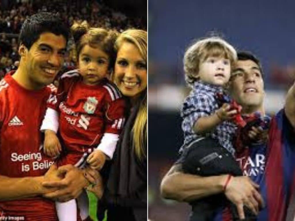 Luis Suarez with wife and kids