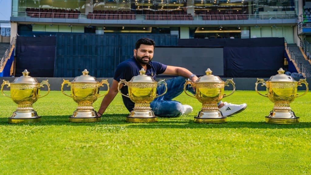 rohit with 5 trophies