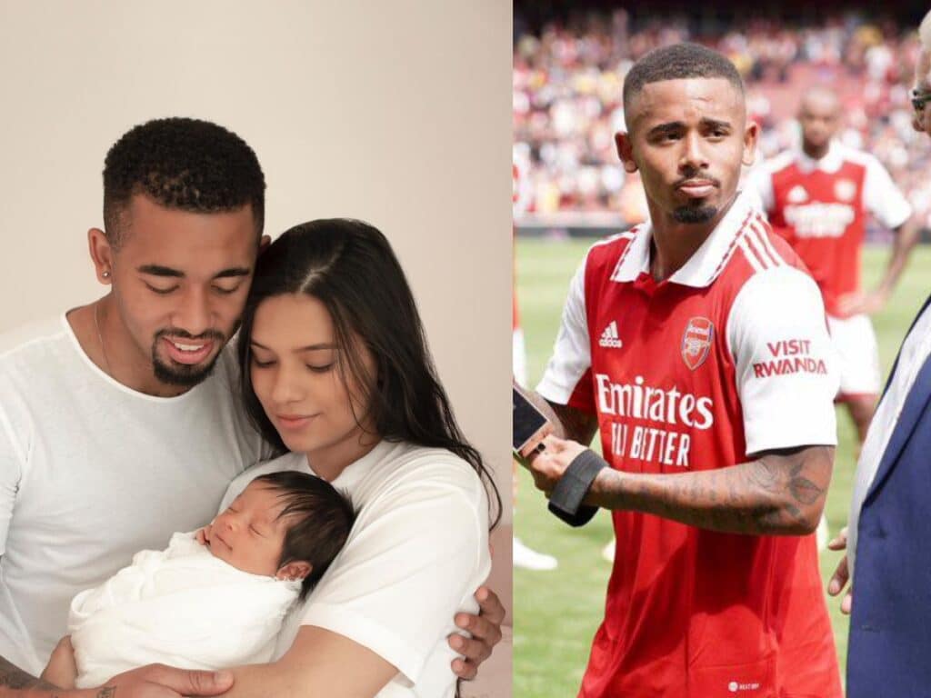 Gabriel Jesus with Raiame and daughter Helene