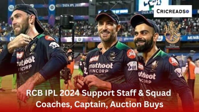 RCB IPL 2024 Support Staff & Squad Coaches, Captain, Auction Buys