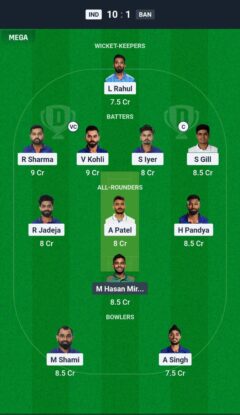 IND vs BAN Dream11 Prediction Today Match