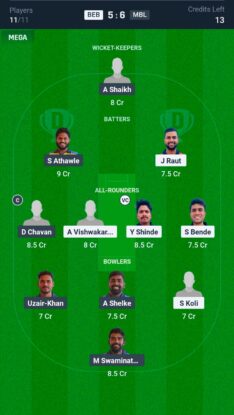 BEB vs MBL Dream11 Prediction