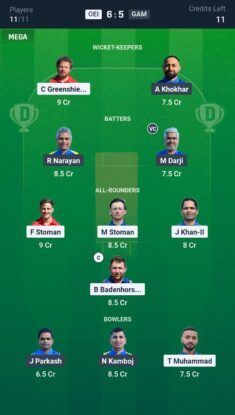 OEI vs GAM Dream11 Prediction