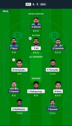 RCC vs ZNCC Dream11 Prediction