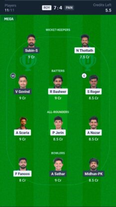 ROY vs PAN Dream11 Prediction Today Match